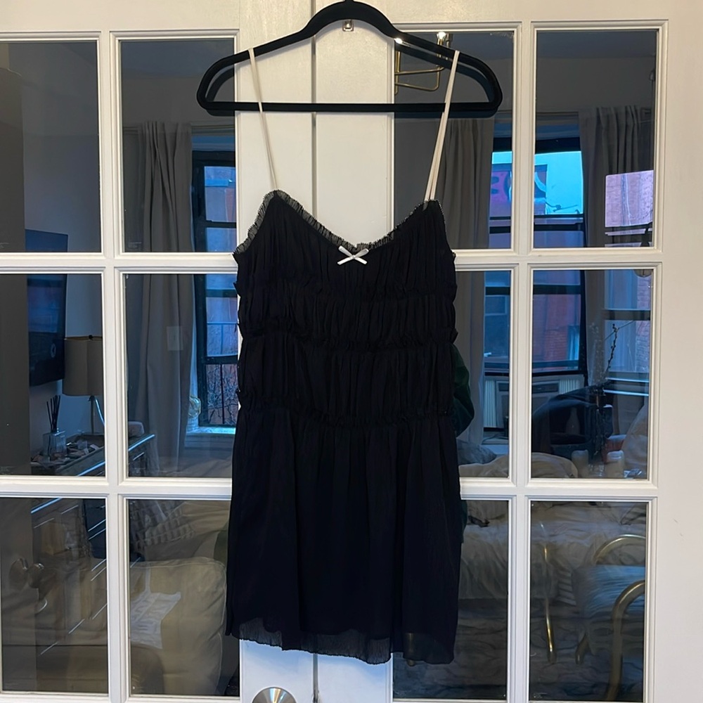 Zara Black Mini Dress with White Bow